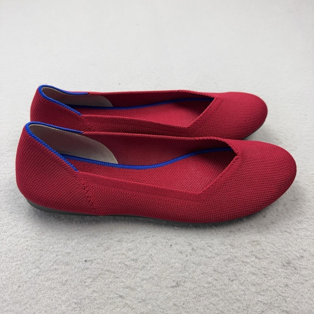 Rothy's The Flat Shoes Womens Size 7.5 Red Knit Ballet Flats Washable Eco